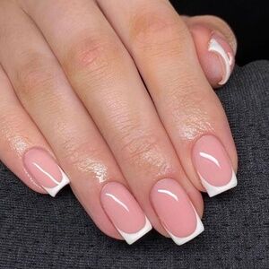 Modelones French Tip Super Short Square Press On Nails